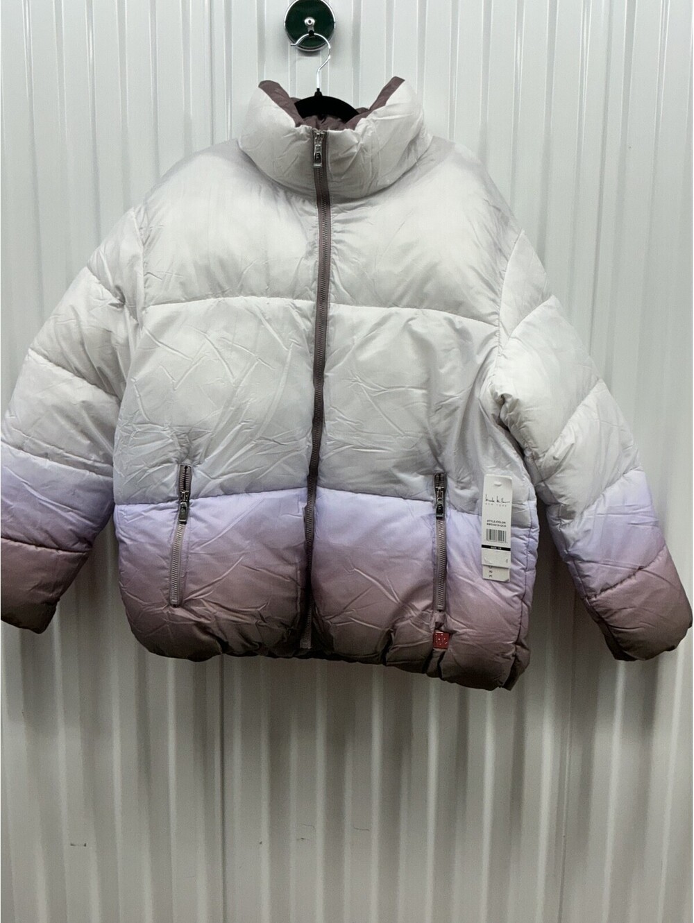 Nicole Miller Plus Size 1XL Puffer Jacket Womens XL White Purple Ombre Coat #R2
